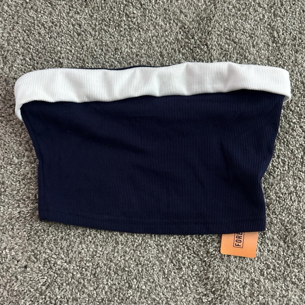 Navy and White Tube Top